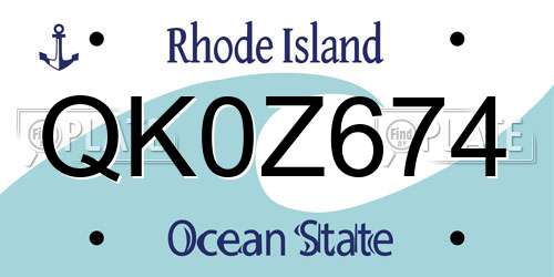 QK0Z674 Rhode Island License Plate
