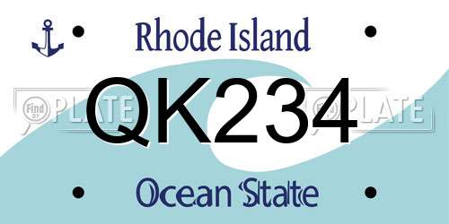 QK234 Rhode Island License Plate
