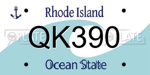 QK390 Rhode Island License Plate