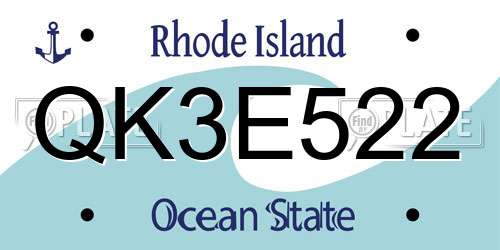 QK3E522 Rhode Island License Plate