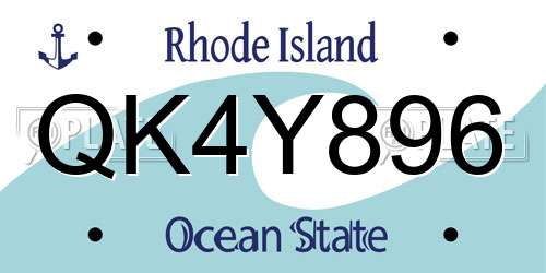 QK4Y896 Rhode Island License Plate