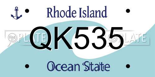 QK535 Rhode Island License Plate