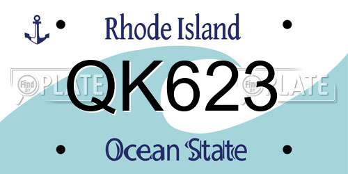 QK623 Rhode Island License Plate