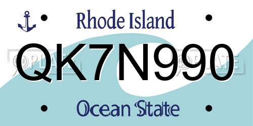 QK7N990 Rhode Island License Plate