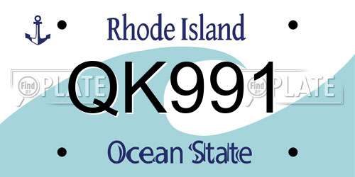 QK991 Rhode Island License Plate