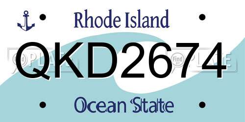 QKD2674 Rhode Island License Plate