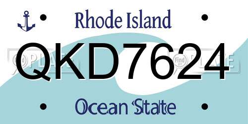 QKD7624 Rhode Island License Plate