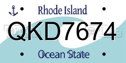 QKD7674 Rhode Island License Plate