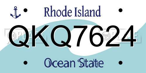 QKQ7624 Rhode Island License Plate