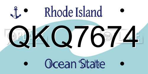 QKQ7674 Rhode Island License Plate