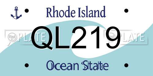 QL219 Rhode Island License Plate