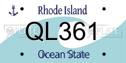 QL361 Rhode Island License Plate