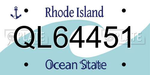 QL64451 Rhode Island License Plate