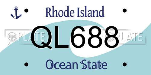 QL688 Rhode Island License Plate