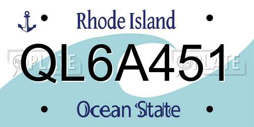QL6A451 Rhode Island License Plate