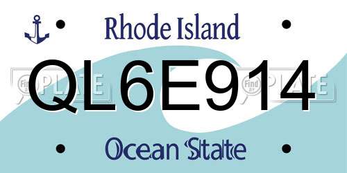QL6E914 Rhode Island License Plate