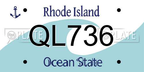 QL736 Rhode Island License Plate