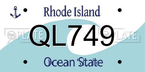 QL749 Rhode Island License Plate