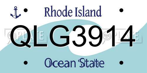 QLG3914 Rhode Island License Plate