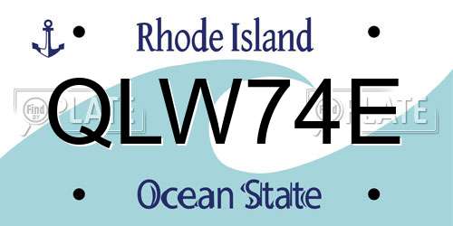 QLW74E Rhode Island License Plate