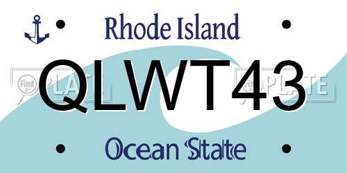 QLWT43 Rhode Island License Plate