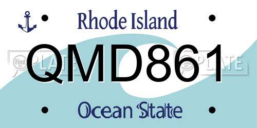 QMD861 Rhode Island License Plate