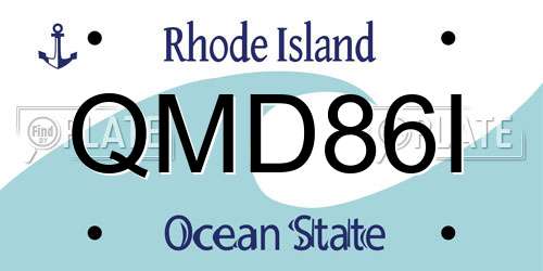 QMD86I Rhode Island License Plate
