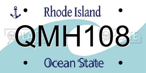 QMH108 Rhode Island License Plate