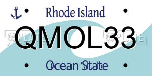 QMOL33 Rhode Island License Plate