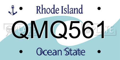 QMQ561 Rhode Island License Plate