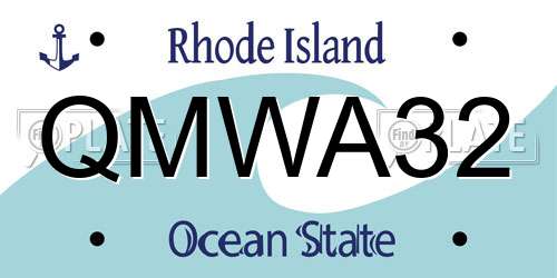 QMWA32 Rhode Island License Plate