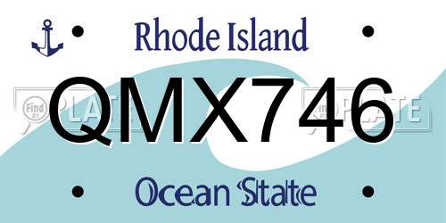QMX746 Rhode Island License Plate