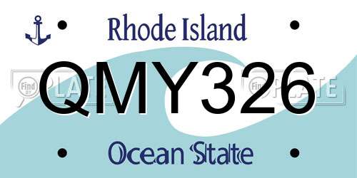 QMY326 Rhode Island License Plate