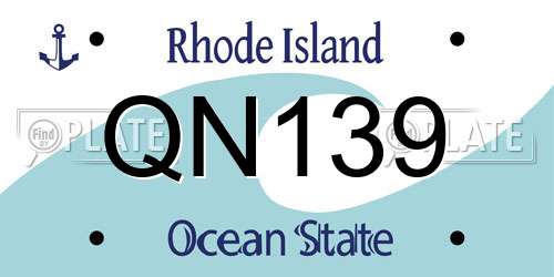 QN139 Rhode Island License Plate