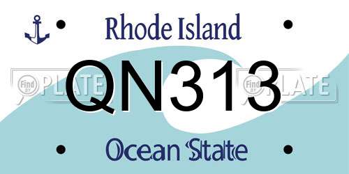 QN313 Rhode Island License Plate
