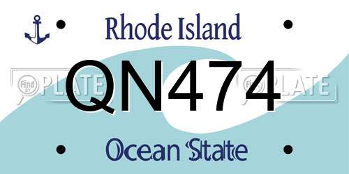 QN474 Rhode Island License Plate