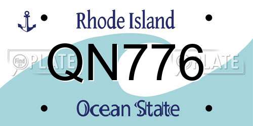 QN776 Rhode Island License Plate