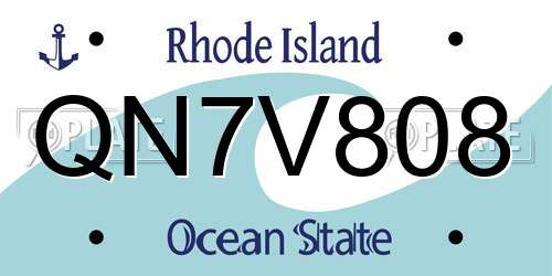 QN7V808 Rhode Island License Plate