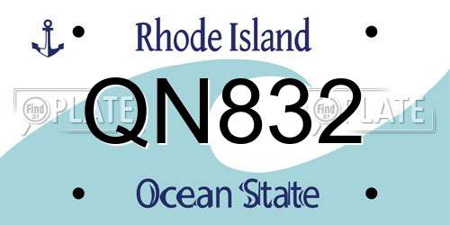 QN832 Rhode Island License Plate