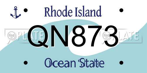 QN873 Rhode Island License Plate