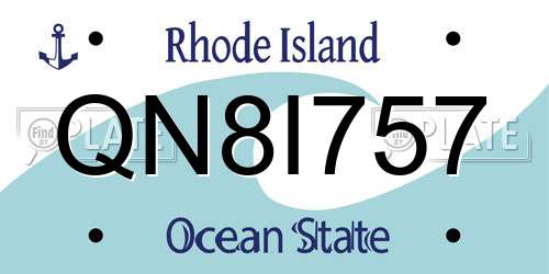 QN8I757 Rhode Island License Plate