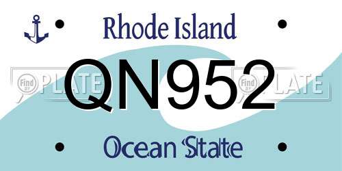 QN952 Rhode Island License Plate