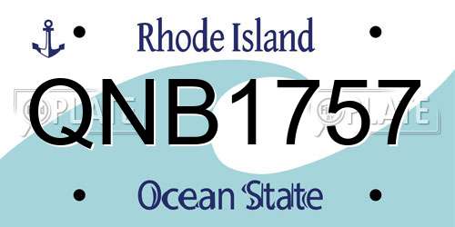 QNB1757 Rhode Island License Plate