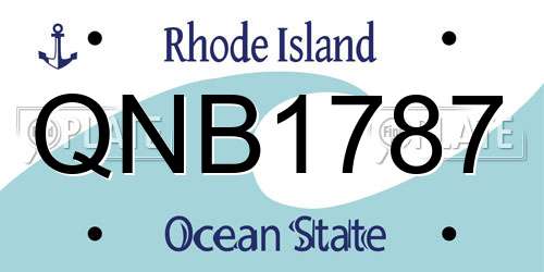 QNB1787 Rhode Island License Plate