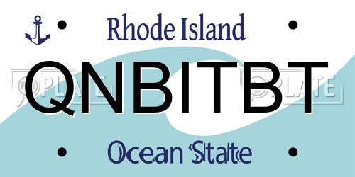 QNBITBT Rhode Island License Plate