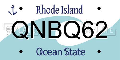QNBQ62 Rhode Island License Plate