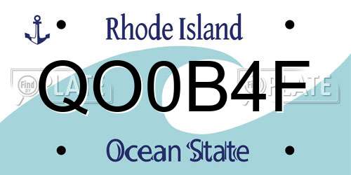 QO0B4F Rhode Island License Plate