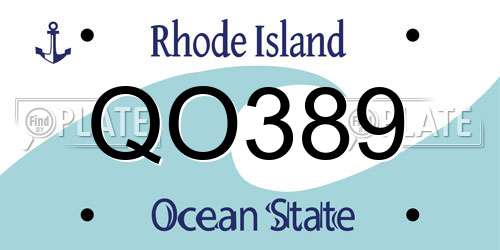 QO389 Rhode Island License Plate