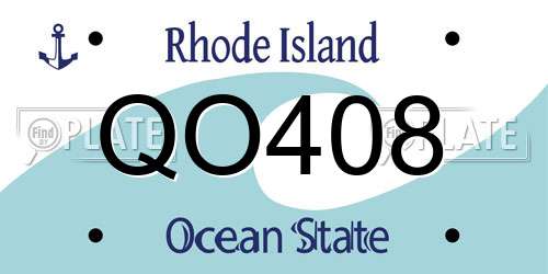 QO408 Rhode Island License Plate