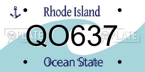 QO637 Rhode Island License Plate